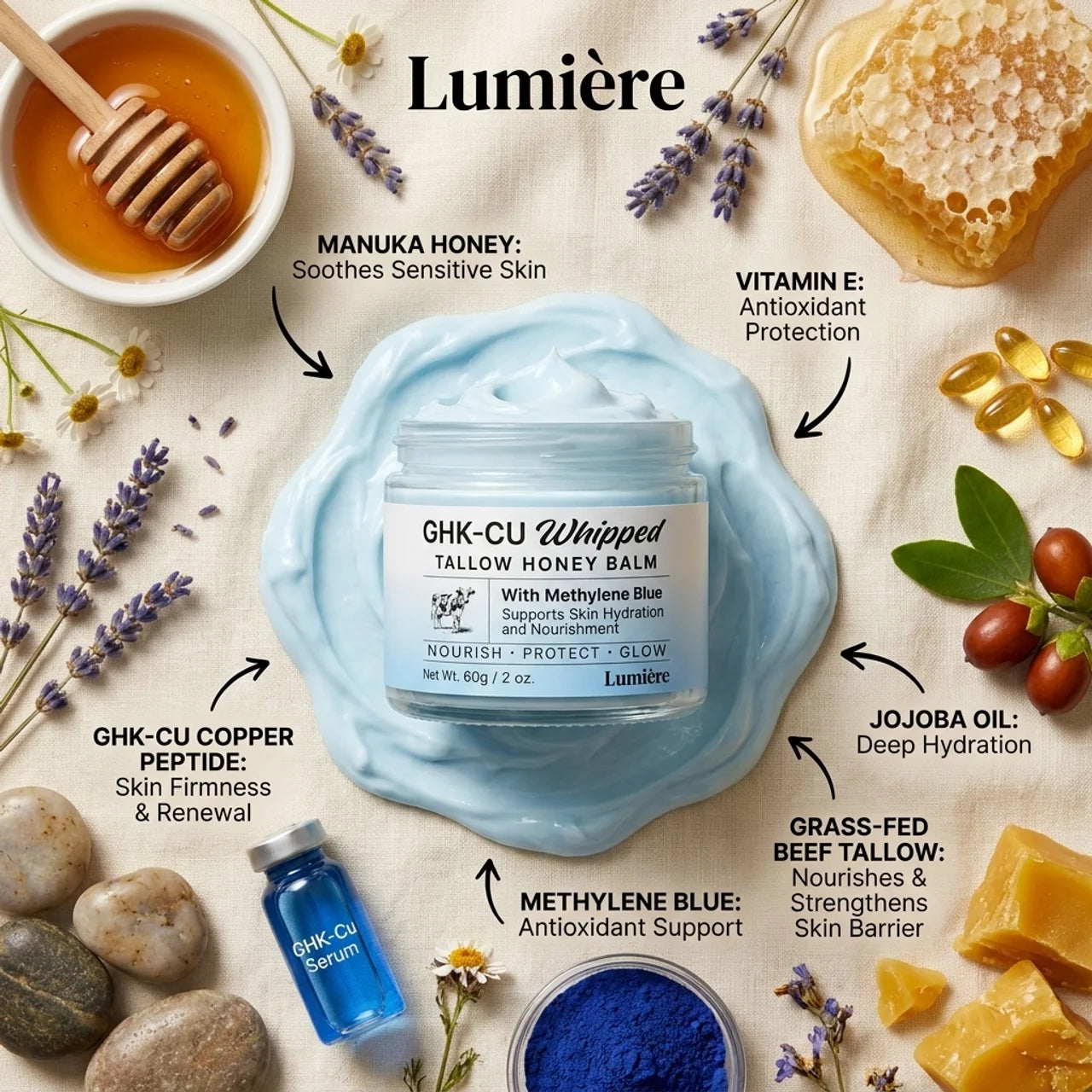 GHK-Cu Whipped Tallow Honey Balm